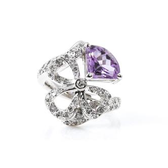 Amethyst & Diamond Ring 18ct White Gold
