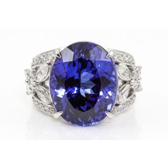 16.48ct Oval Tanzanite and Diamond Ring