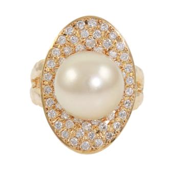 12mm South Sea Pearl and Diamond Ring