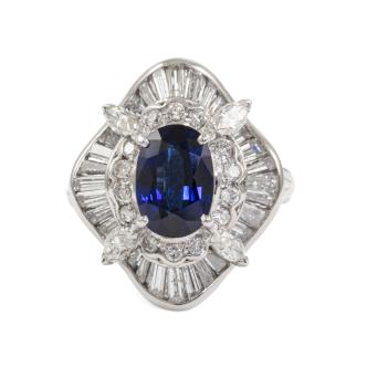 2.72ct Sapphire and 1.84ct Diamond Ring