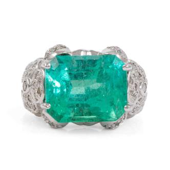 7.83ct Emerald and Diamond Ring GIA