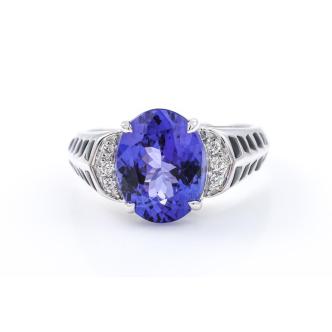 4.93ct Tanzanite and 0.06ct Diamond Ring
