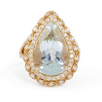 9.64ct Aquamarine & 0.97ct Diamond Ring