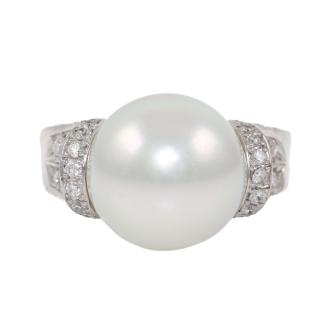 12.0mm South Sea Pearl and Diamond Ring