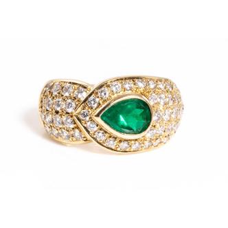 1.29ct Emerald and Diamond Ring