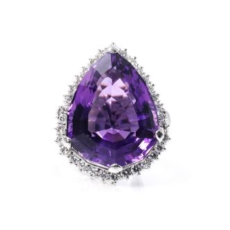 24.28ct Amethyst & 1.17ct Diamond Ring