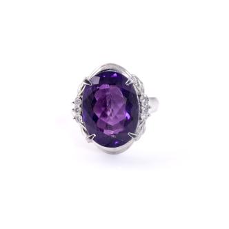 9.54ct Amethyst & 0.15ct Diamond Ring
