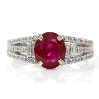 2.01ct Burmese Ruby & Diamond Ring GIA