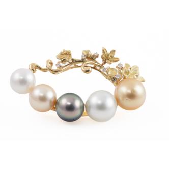 13.3-10.6mm Pearl and Diamond Brooch
