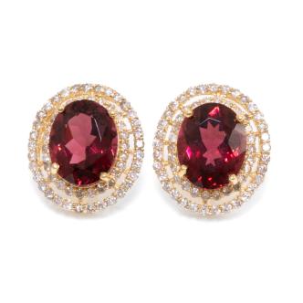 3.60ct Garnet and Diamond Earrings