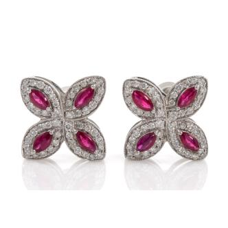 1.32ctct Ruby & 0.80ct Diamond Earrings
