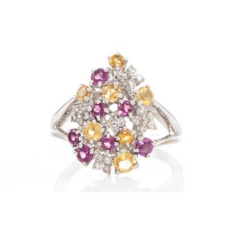 Citrine, Tourmaline and Diamond Ring