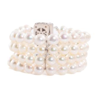7.5-8mm Akoya Pearl 4 Row Bracelet