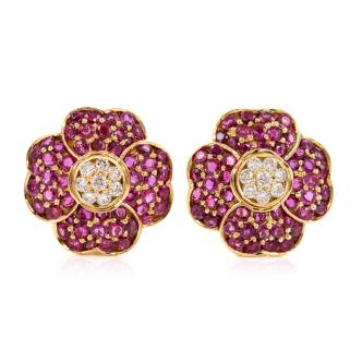 10.90ct Ruby and 0.91ct Diamond Earrings