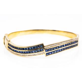4.32ct Sapphire and Diamond Bangle
