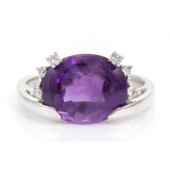 4.90ct Amethyst & 0.12ct Diamond Ring