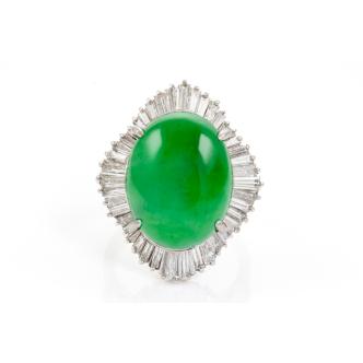 14.07ct Jade and 2.06ct Diamond Ring GSL