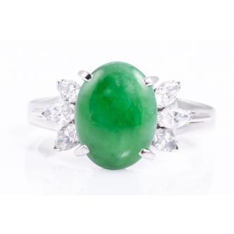 2.40ct Jadeite Jade & Diamond Ring