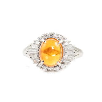 1.29 Fire Opal and Diamond Ring