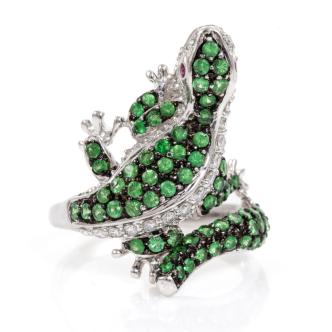 Tsavorite, Ruby and Diamond Goanna Ring