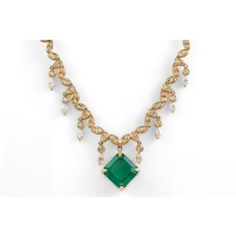 9.03ct Emerald & 5.72ct Diamond Necklace