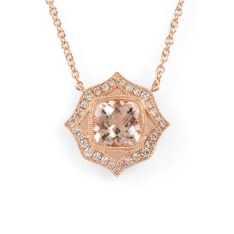 1.46ct Morganite and Diamond Pendant