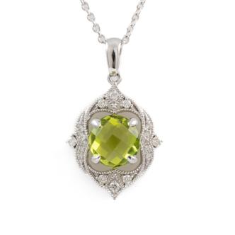 1.75ct Peridot and Diamond Pendant