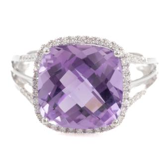 7.06ct Amethyst and Diamond Ring