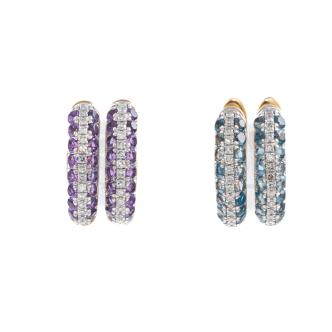 Set of 2 Gemstone Hoop Earrings