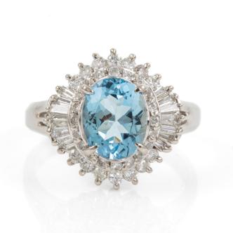 1.43ct Aquamarine and Diamond Ring
