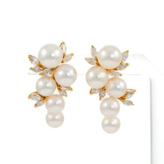 Akoya Pearl and Diamond Earrings
