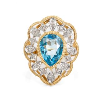 3.74ct Blue Topaz & Diamond Ring