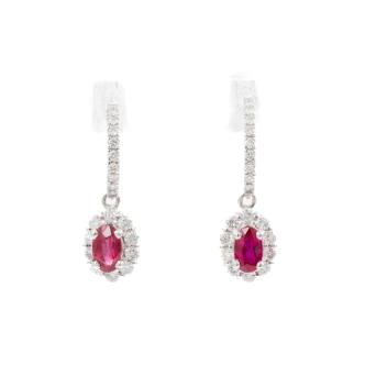 0.75ct Ruby and 0.46ct Diamond Earrings