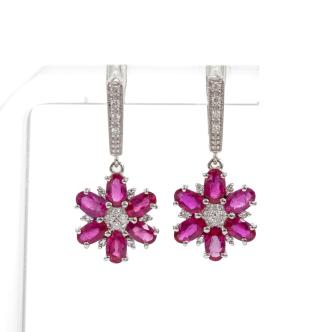 3.18ct Burmese Ruby and Diamond Earrings