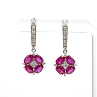 3.20ct Burmese Ruby and Diamond Earrings