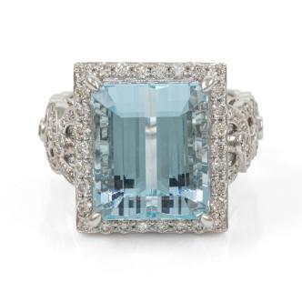 13.50ct Aquamarine & 1.47ct Diamond Ring