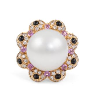 14.1mm South Sea Pearl & Diamond Ring
