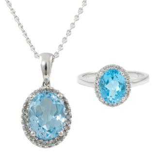 Topaz & Diamond Ring and Pendant Set