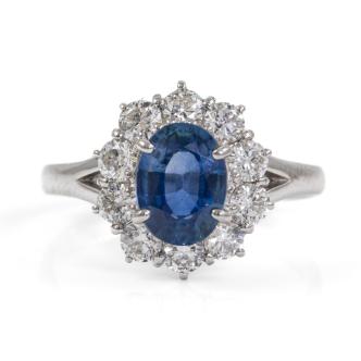 1.44ct Blue Sapphire and Diamond Ring