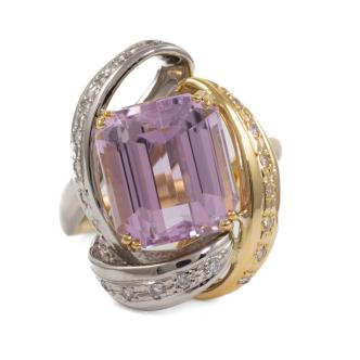 7.12ct Kunzite and Diamond Ring