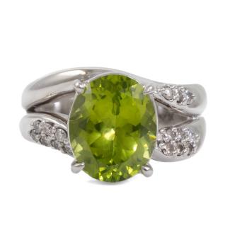 3.50ct Peridot and Diamond Ring