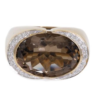 Smokey Quartz and Diamond Ring