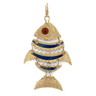 18ct Yellow Gold with Enamel Pendant