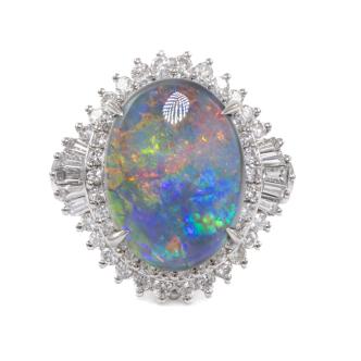 3.76ct Black Opal and Diamond Ring