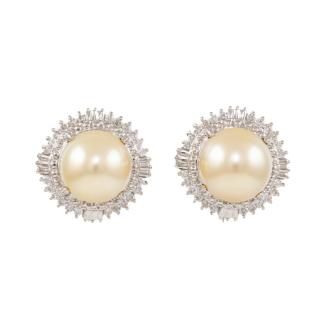 11.6mm South Sea Pearl & Diamond Earrings