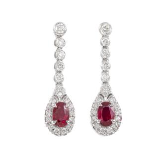 1.30ct Mozambique Ruby & Diamond Earrings