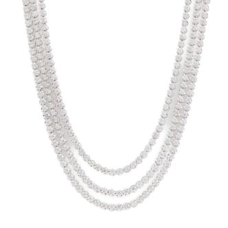 10.01ct Diamond 3 Row Tennis Necklace