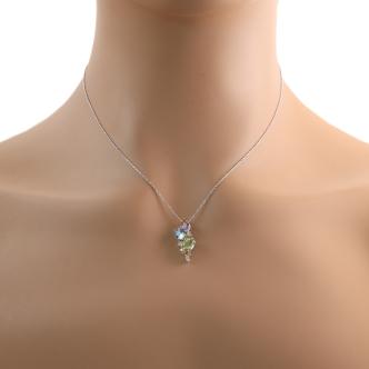 Multi Colour Stones and Diamond Pendant