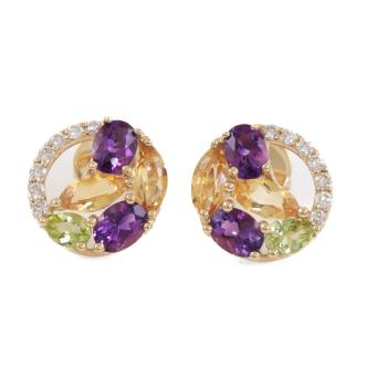 Mixed Gemstone and Diamond Earrings