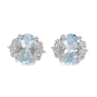 0.85ct Aquamarine and Diamond Earrings